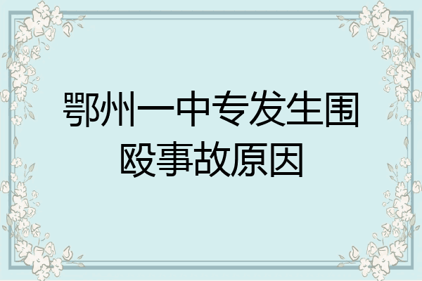 鄂州一中专发生围殴事故原因