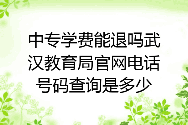中专学费能退吗武汉教育局官网电话号码查询是多少