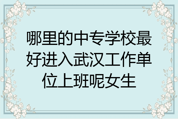 哪里的中专学校最好进入武汉工作单位上班呢女生
