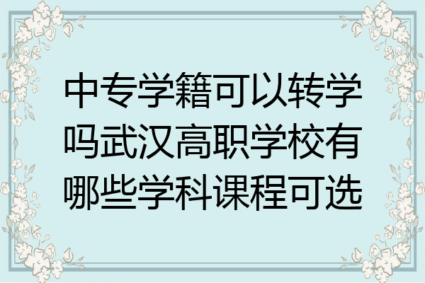 中专学籍可以转学吗武汉高职学校有哪些学科课程可选