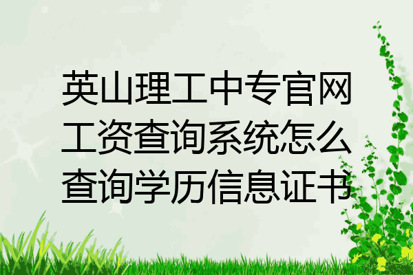 英山理工中专官网工资查询系统怎么查询学历信息证书