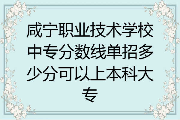咸宁职业技术学校中专分数线单招多少分可以上本科大专