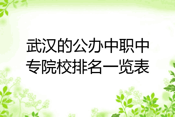 武汉的公办中职中专院校排名一览表