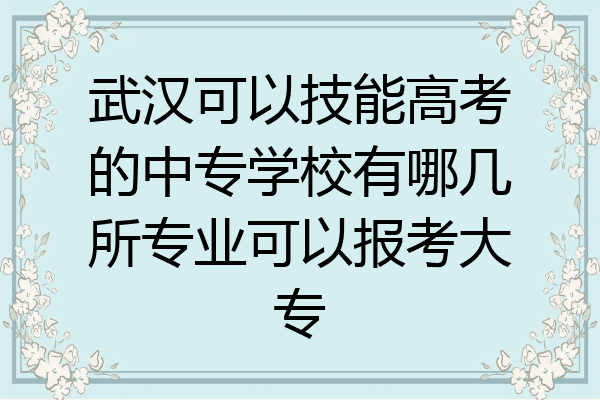 武汉可以技能高考的中专学校有哪几所专业可以报考大专