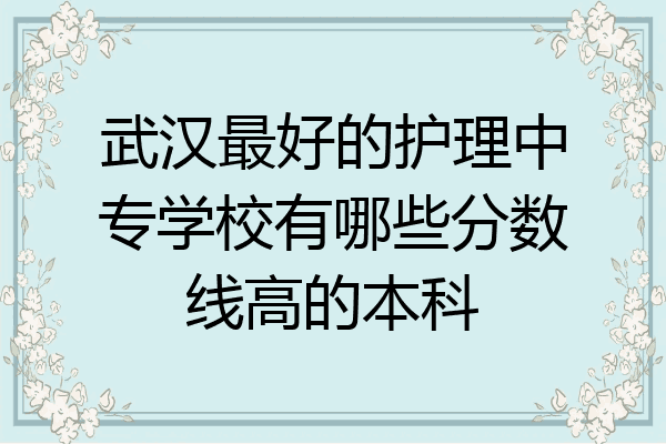 武汉最好的护理中专学校有哪些分数线高的本科