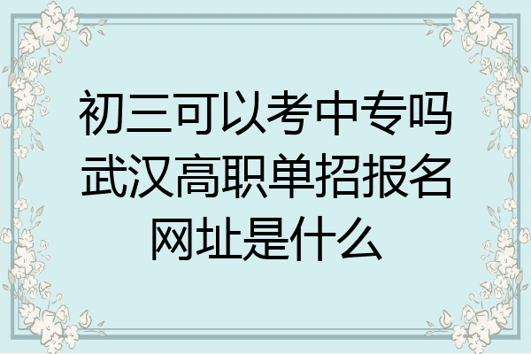 初三可以考中专吗武汉高职单招报名网址是什么