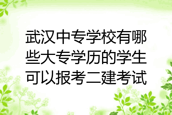 武汉中专学校有哪些大专学历的学生可以报考二建考试