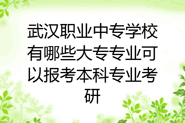 武汉职业中专学校有哪些大专专业可以报考本科专业考研