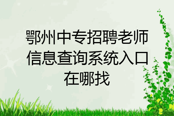 鄂州中专招聘老师信息查询系统入口在哪找