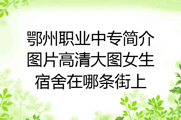 鄂州职业中专简介图片高清大图女生宿舍在哪条街上