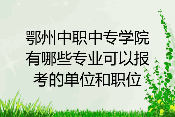 鄂州中职中专学院有哪些专业可以报考的单位和职位