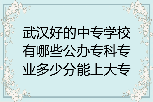 武汉好的中专学校有哪些公办专科专业多少分能上大专