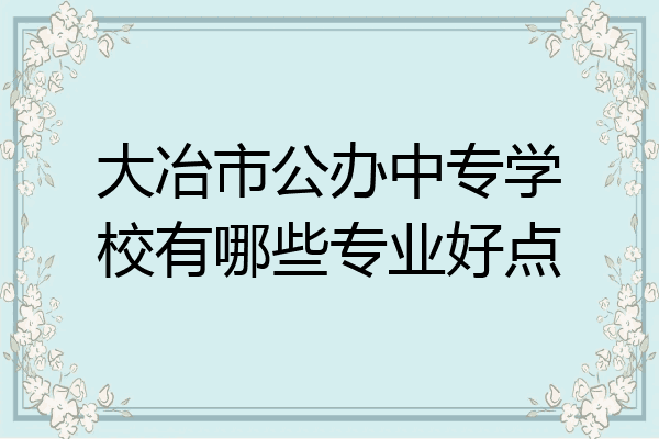 大冶市公办中专学校有哪些专业好点