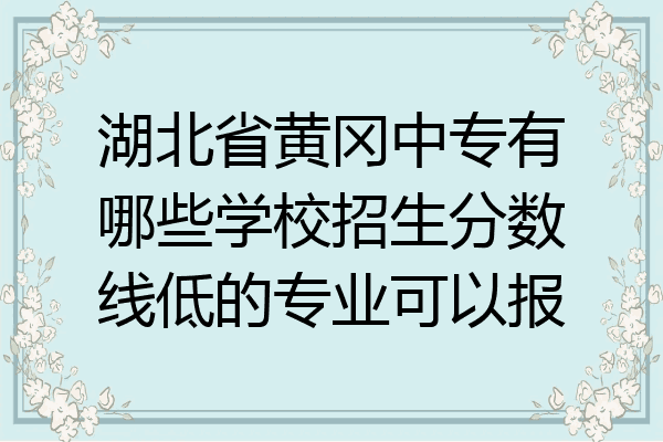 湖北省黄冈中专有哪些学校招生分数线低的专业可以报