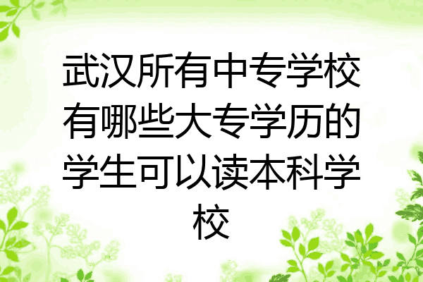 武汉所有中专学校有哪些大专学历的学生可以读本科学校