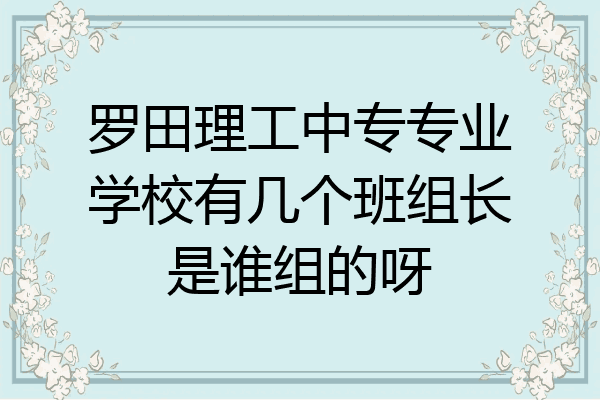 罗田理工中专专业学校有几个班组长是谁组的呀