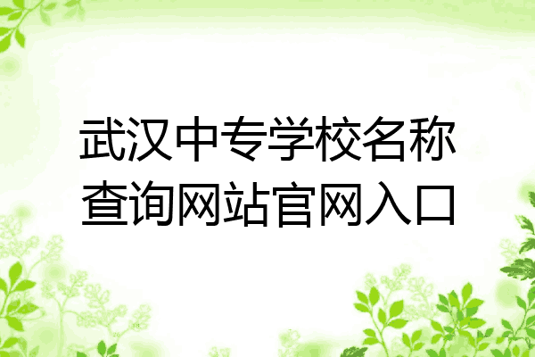 武汉中专学校名称查询网站官网入口
