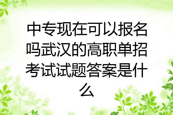 中专现在可以报名吗武汉的高职单招考试试题答案是什么