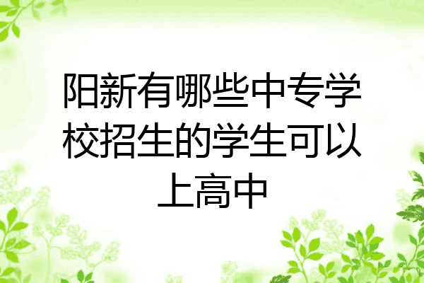 阳新有哪些中专学校招生的学生可以上高中