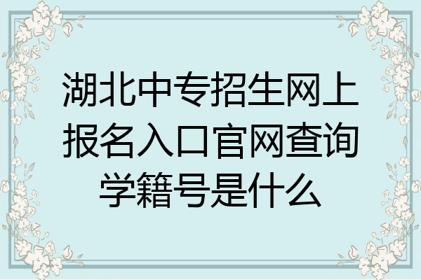 湖北中专招生网上报名入口官网查询学籍号是什么