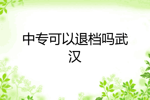 中专可以退档吗武汉