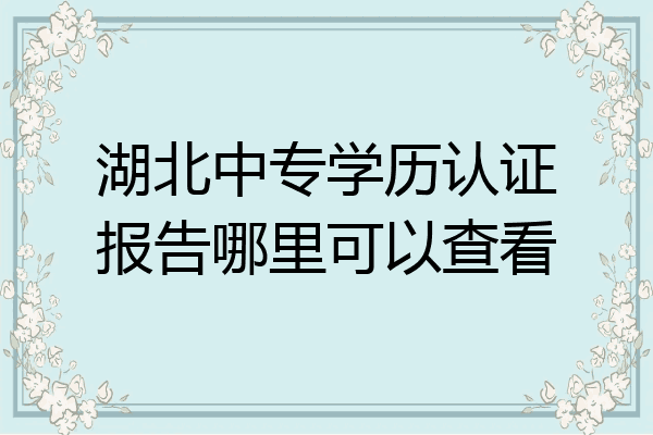 湖北中专学历认证报告哪里可以查看