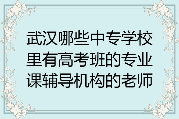 武汉哪些中专学校里有高考班的专业课辅导机构的老师