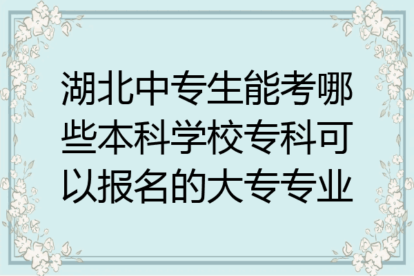 湖北中专生能考哪些本科学校专科可以报名的大专专业
