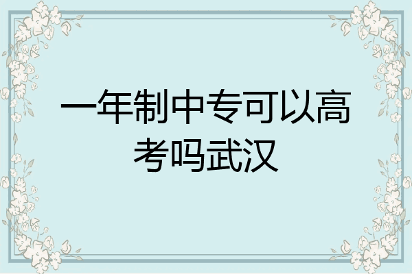 一年制中专可以高考吗武汉