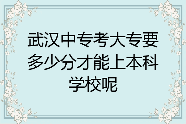 武汉中专考大专要多少分才能上本科学校呢