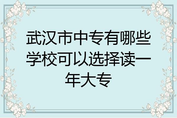 武汉市中专有哪些学校可以选择读一年大专