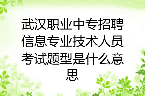 武汉职业中专招聘信息专业技术人员考试题型是什么意思