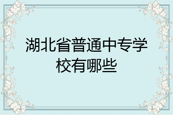 湖北省普通中专学校有哪些