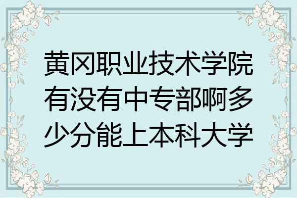 黄冈职业技术学院有没有中专部啊多少分能上本科大学