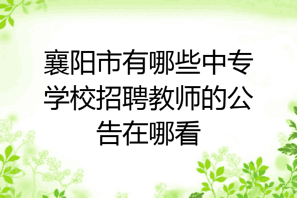襄阳市有哪些中专学校招聘教师的公告在哪看