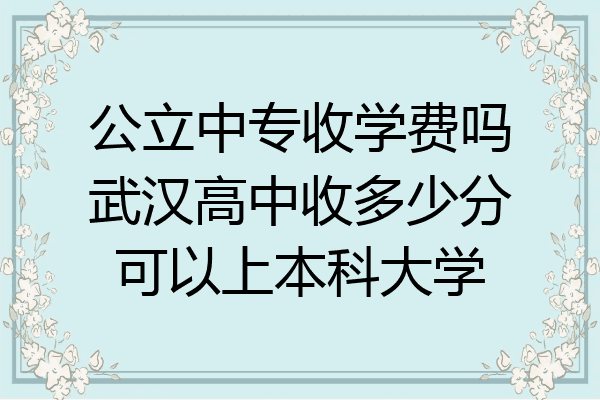 公立中专收学费吗武汉高中收多少分可以上本科大学