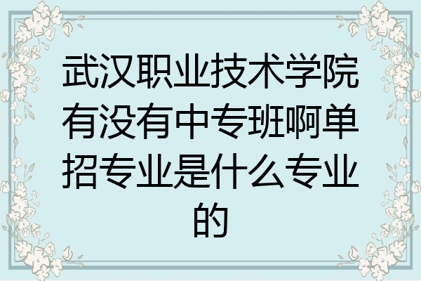 武汉职业技术学院有没有中专班啊单招专业是什么专业的