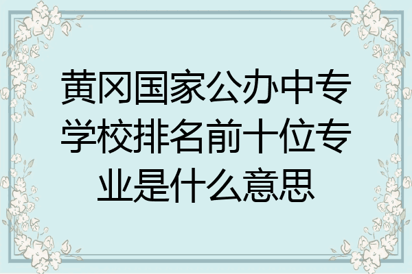 黄冈国家公办中专学校排名前十位专业是什么意思