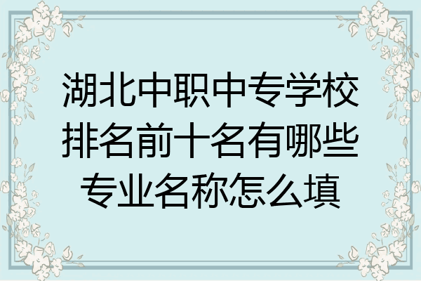 湖北中职中专学校排名前十名有哪些专业名称怎么填
