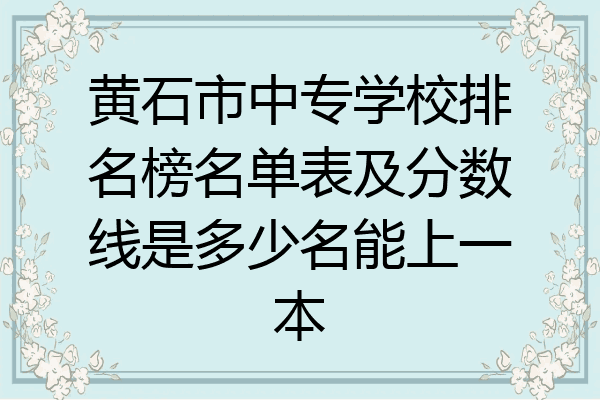 黄石市中专学校排名榜名单表及分数线是多少名能上一本