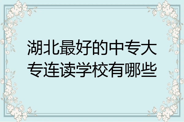 湖北最好的中专大专连读学校有哪些