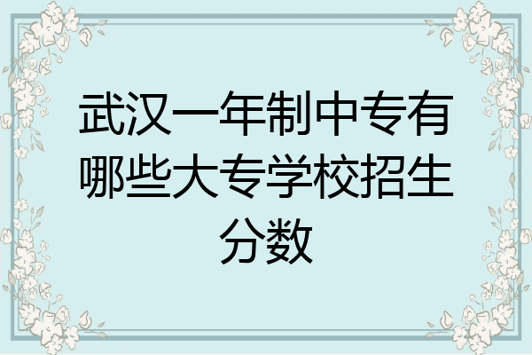武汉一年制中专有哪些大专学校招生分数