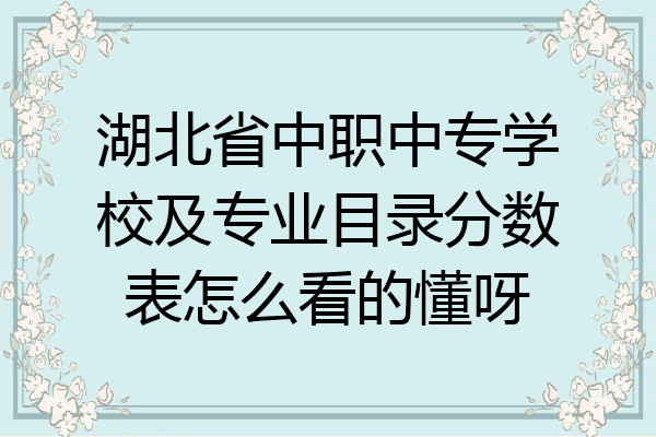 湖北省中职中专学校及专业目录分数表怎么看的懂呀