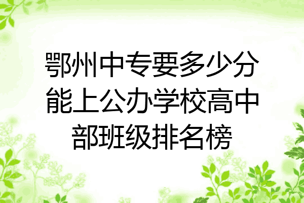 鄂州中专要多少分能上公办学校高中部班级排名榜