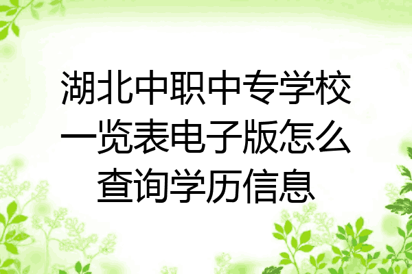 湖北中职中专学校一览表电子版怎么查询学历信息