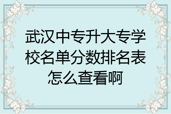 武汉中专升大专学校名单分数排名表怎么查看啊