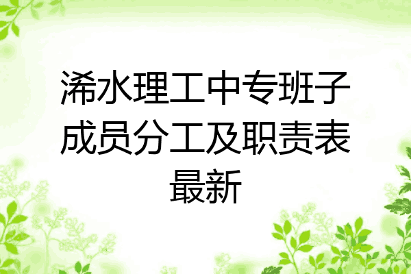 浠水理工中专班子成员分工及职责表最新