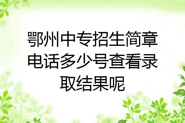 鄂州中专招生简章电话多少号查看录取结果呢