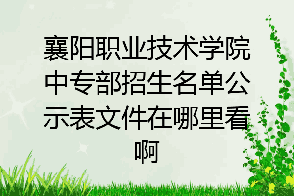 襄阳职业技术学院中专部招生名单公示表文件在哪里看啊