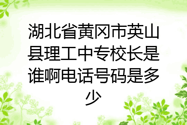 湖北省黄冈市英山县理工中专校长是谁啊电话号码是多少